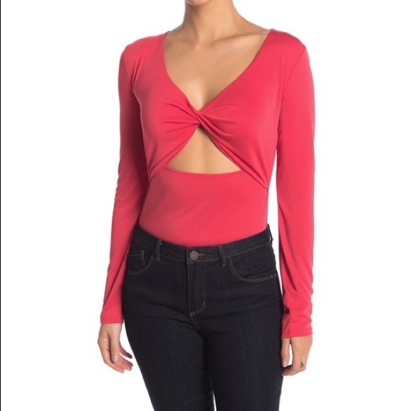 NWT Free Press Twist Cutout Bodysuit Size Small - Picture 1 of 7